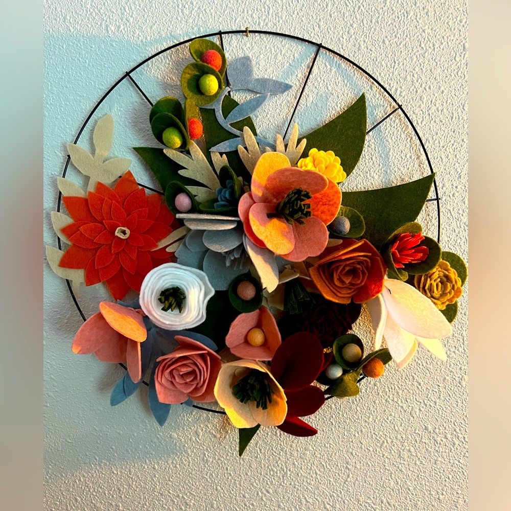 Beautiful Felt flower wreath